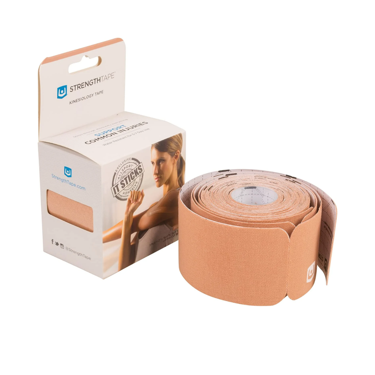 StrengthTape Kinesiology Tape 5M Precut Roll - Beige